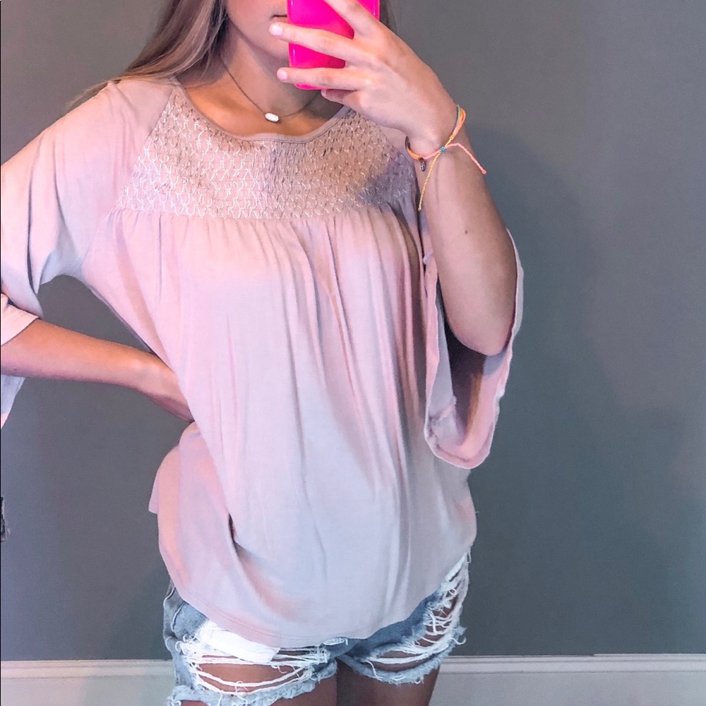light pink old navy top with silver details